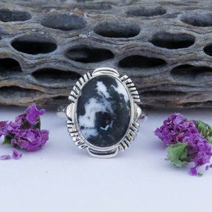 Native American Navajo White Buffalo Sterling Silver Ring Size 9